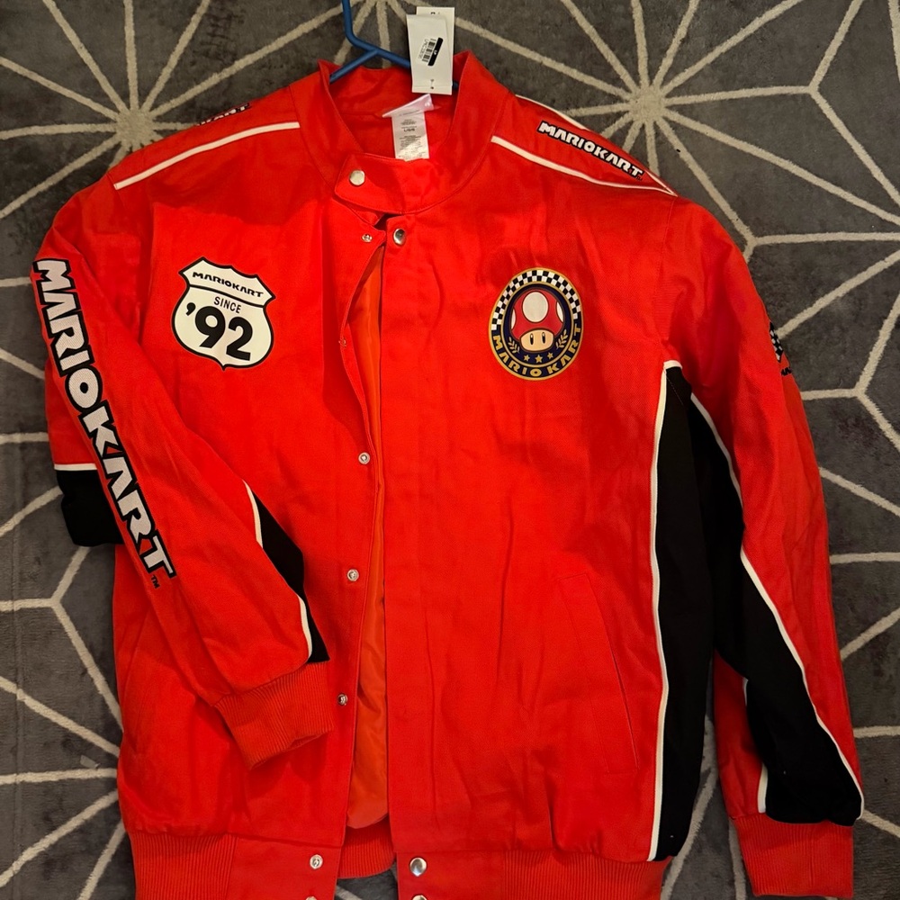 Nintendo Red Mario Kart Racing Bomber Jacket